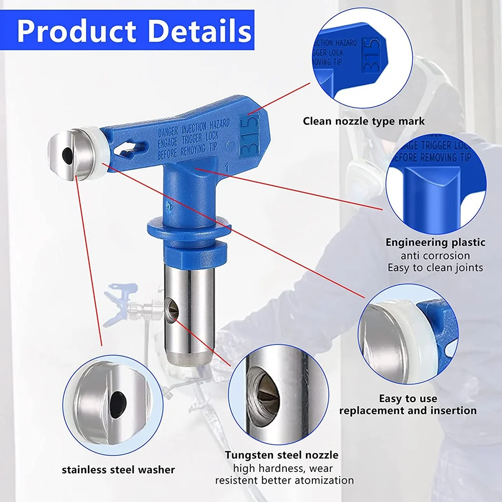 

Airless Paint Nozzles Set,Reversible Spray Tips Airless Paint Sprayer Nozzle Tips Airless Sprayer Spraying Machine Parts HOT