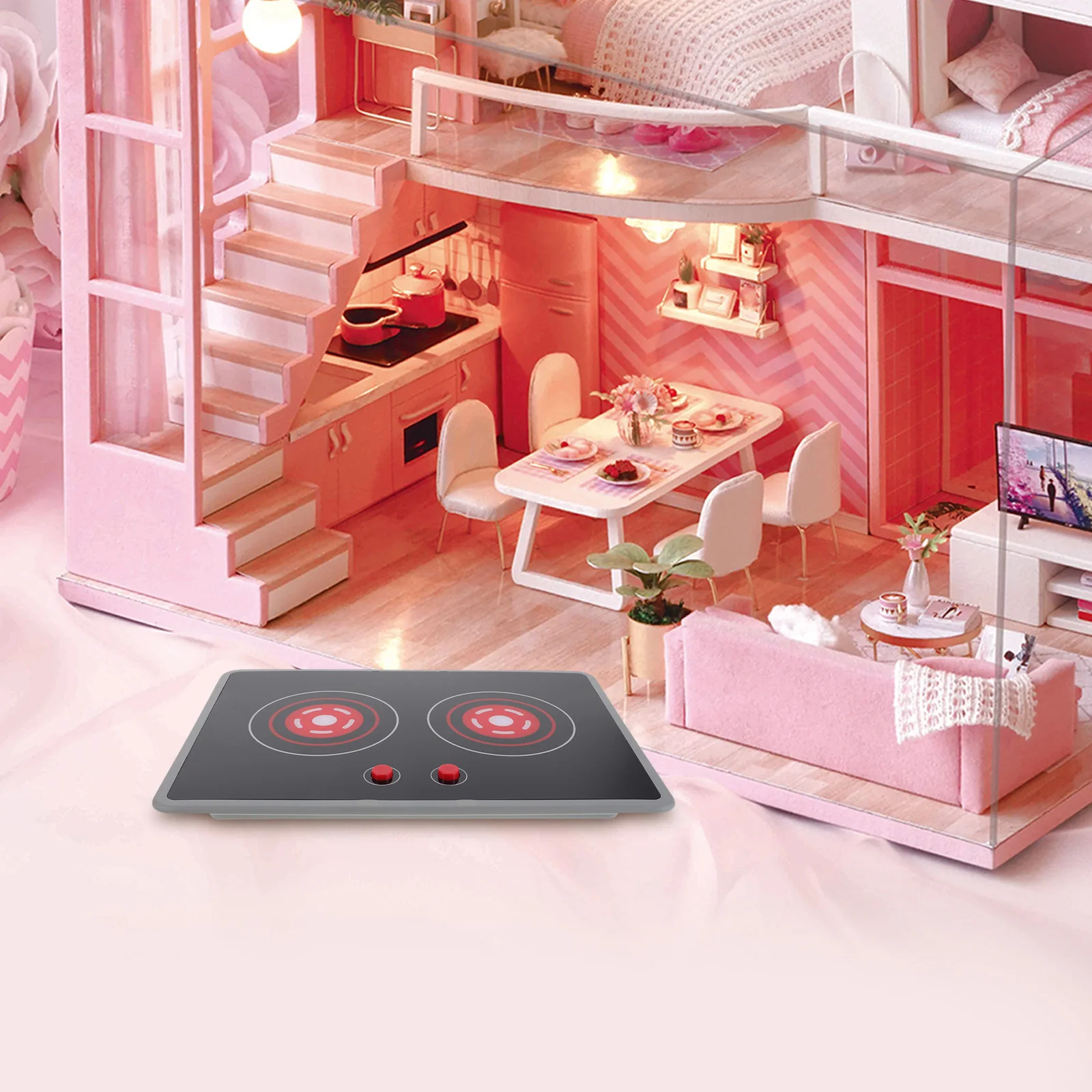 Cocina de Inducción simulada para niños pequeños, efectos de luz de sonido realistas, accesorios de juego de cocina, juegos de fiesta familiares