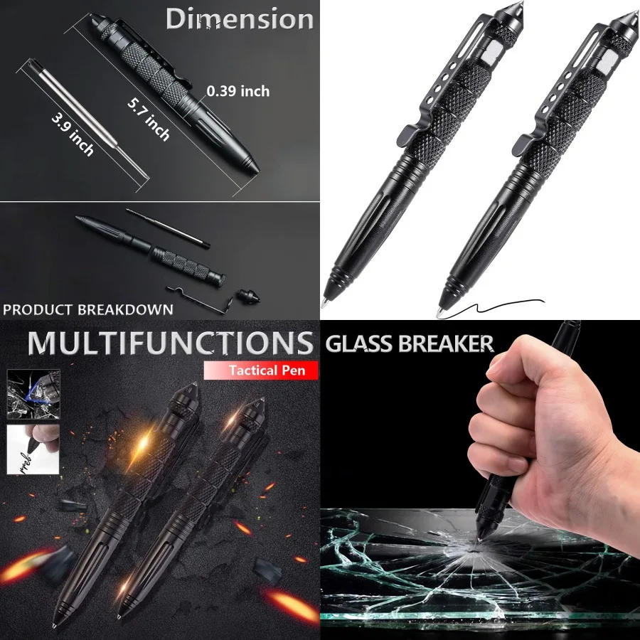 

Тактическая ручка из вольфрамовой стали для разбивания стекла, многофункциональная защитная ручка, используемая в чрезвычайных ситуациях, самооборона, выживания на открытом воздухе