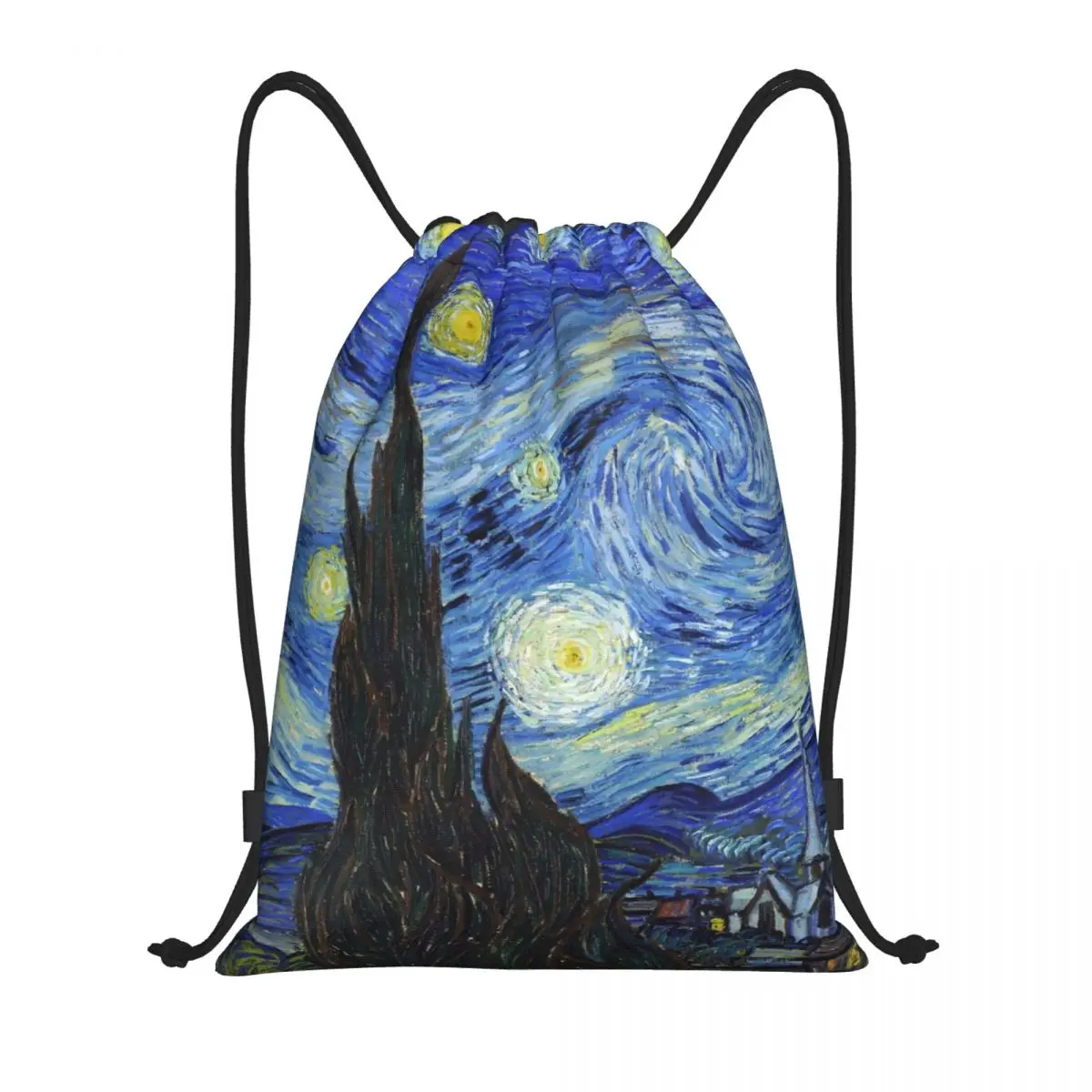 

Vincent Van Gogh - Starry Night Drawstring Backpack Gym Sports Sackpack Star Famous oil Painting String Bags for Travel