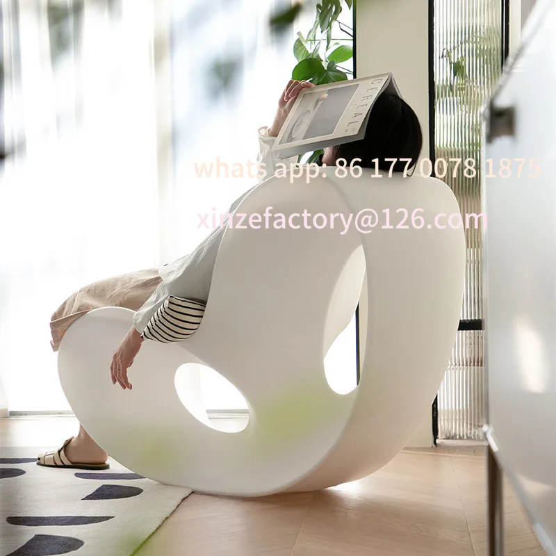 Customizable Modern Voido Design Rocking PE Plastic Lounge Chair Rotational-molded Polyethylene Lazy Sofa Chair