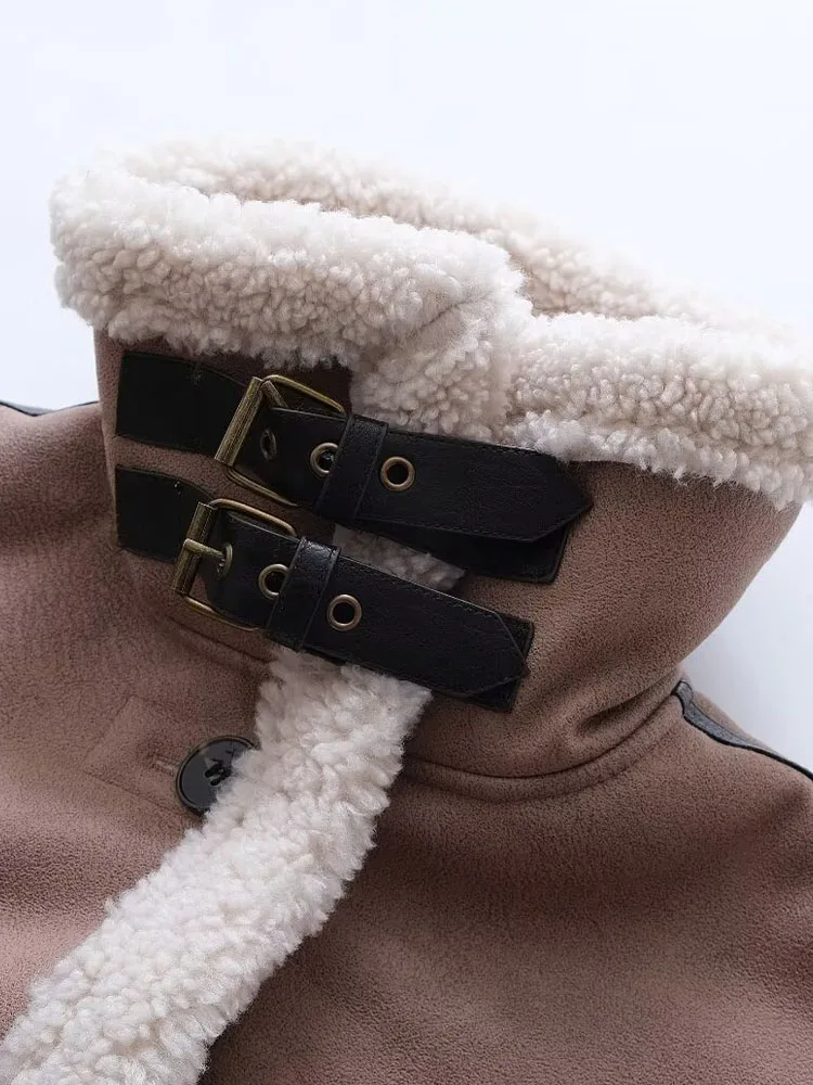 DiYiG Mulheres 2024 Outono e Inverno Nova Moda Quente Longo Casual Gola Jaqueta Chic Rasgado All-match Top Outerwear Mujer