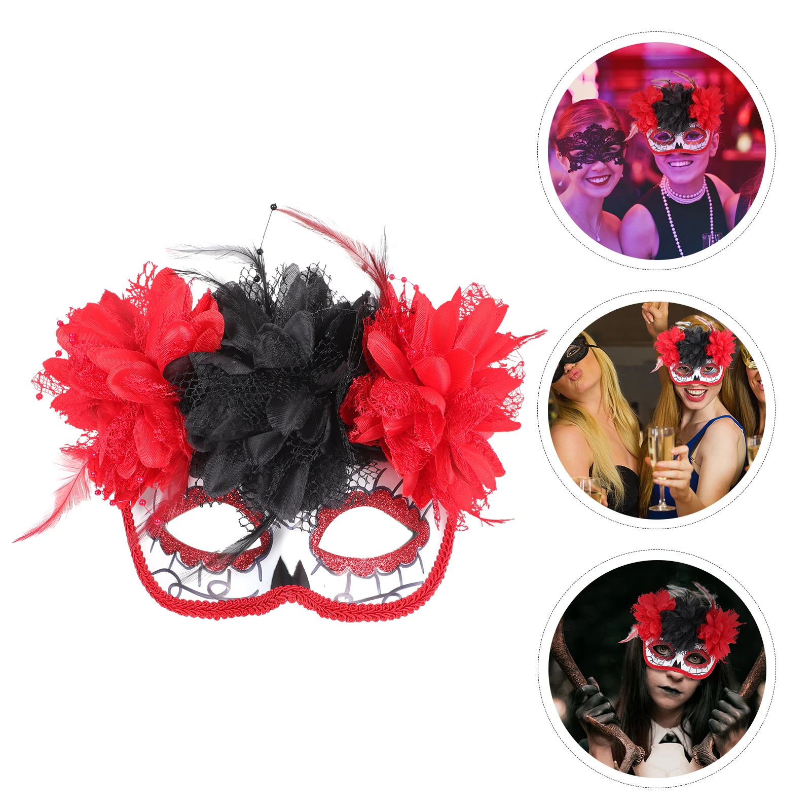 

Premium Ghost for Halloween Masquerade Party Costume Decoration Floral Face Mask Women Girls Cosplay Fancy Ball Gift Mask Decor
