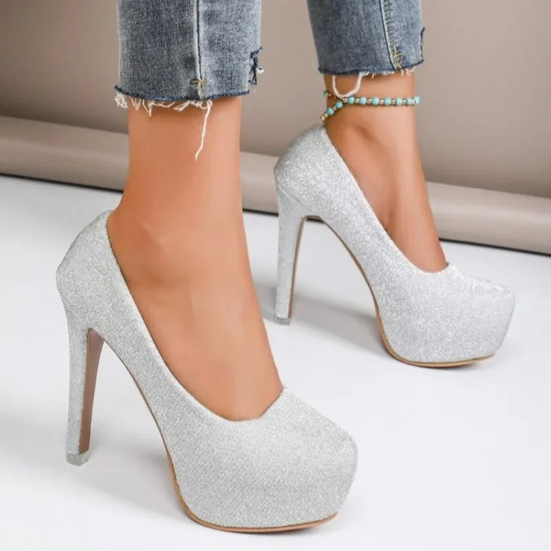 2024 Fashion Shoes Female Basic Women's High Heels Sexy Party Pumps Women Platform Thin Heels Super High Slip on Shoes Women