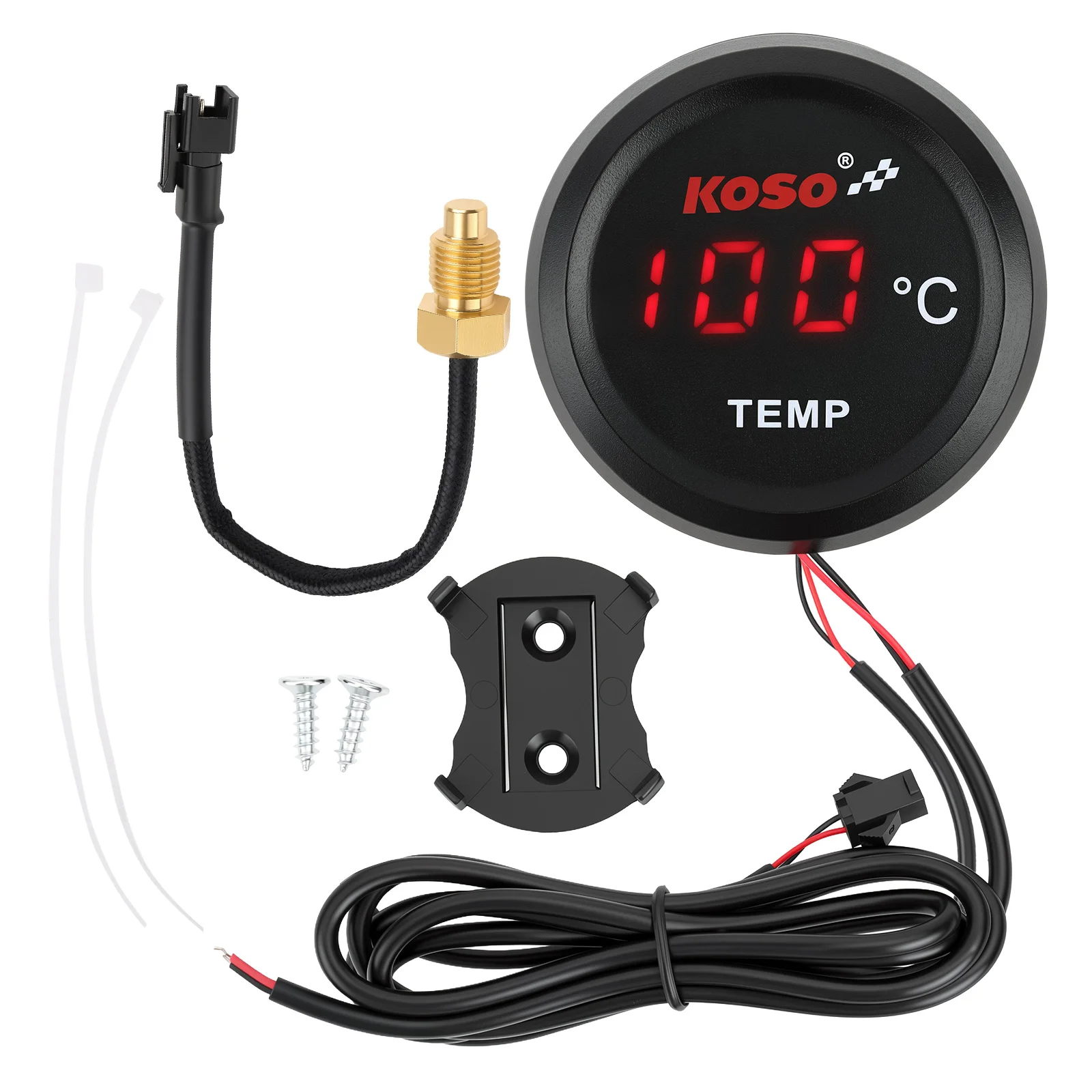 Digital Motorcycle Water Temp Led Displaye KOSO Thermometer With Sensor 0~200°C Water Tank Retrofit Temperature Meter Waterproof