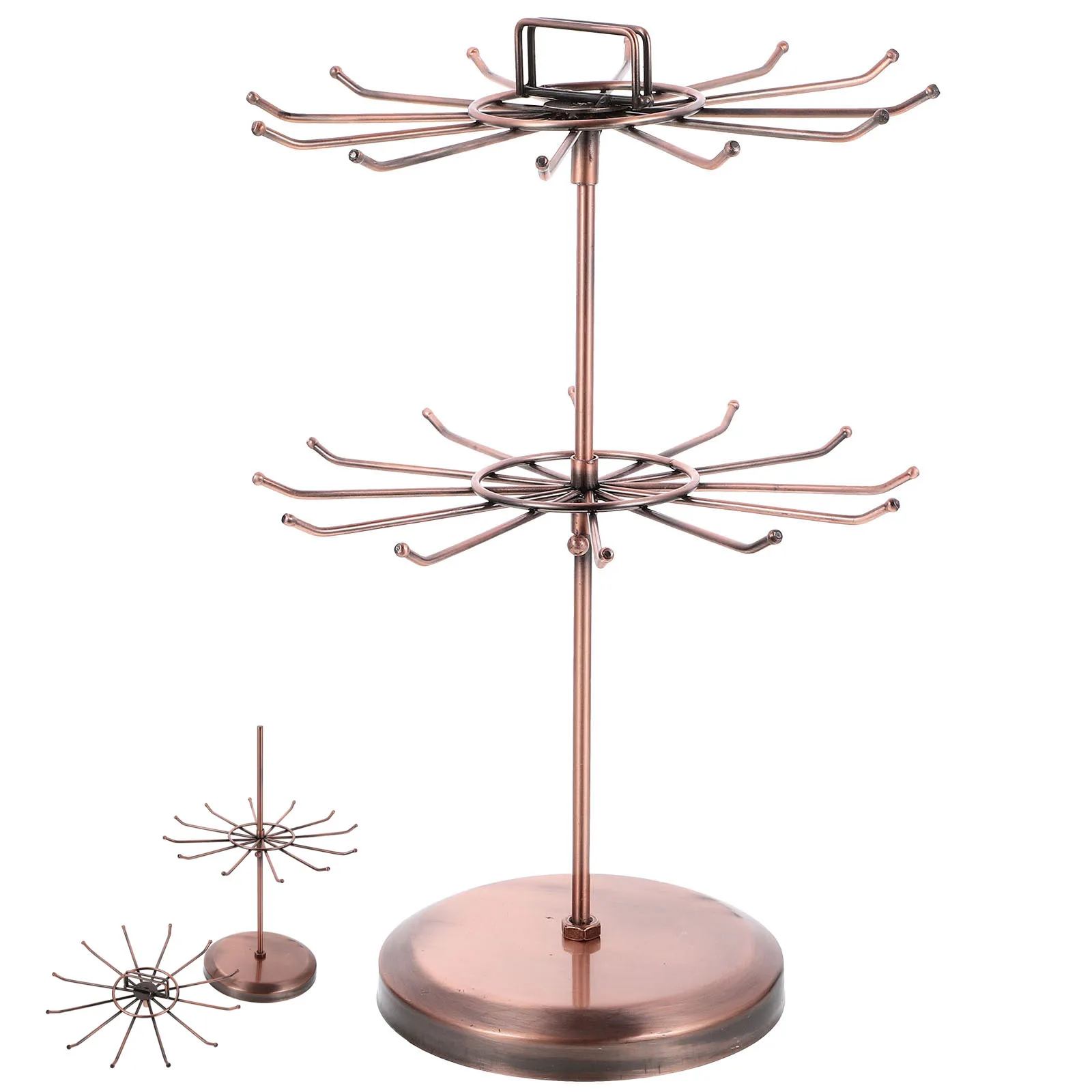 

Rustic Iron Jewelry Rack Double Layer Necklace Stand Earrings Holder Display Organizer Retro Silver Home Storage
