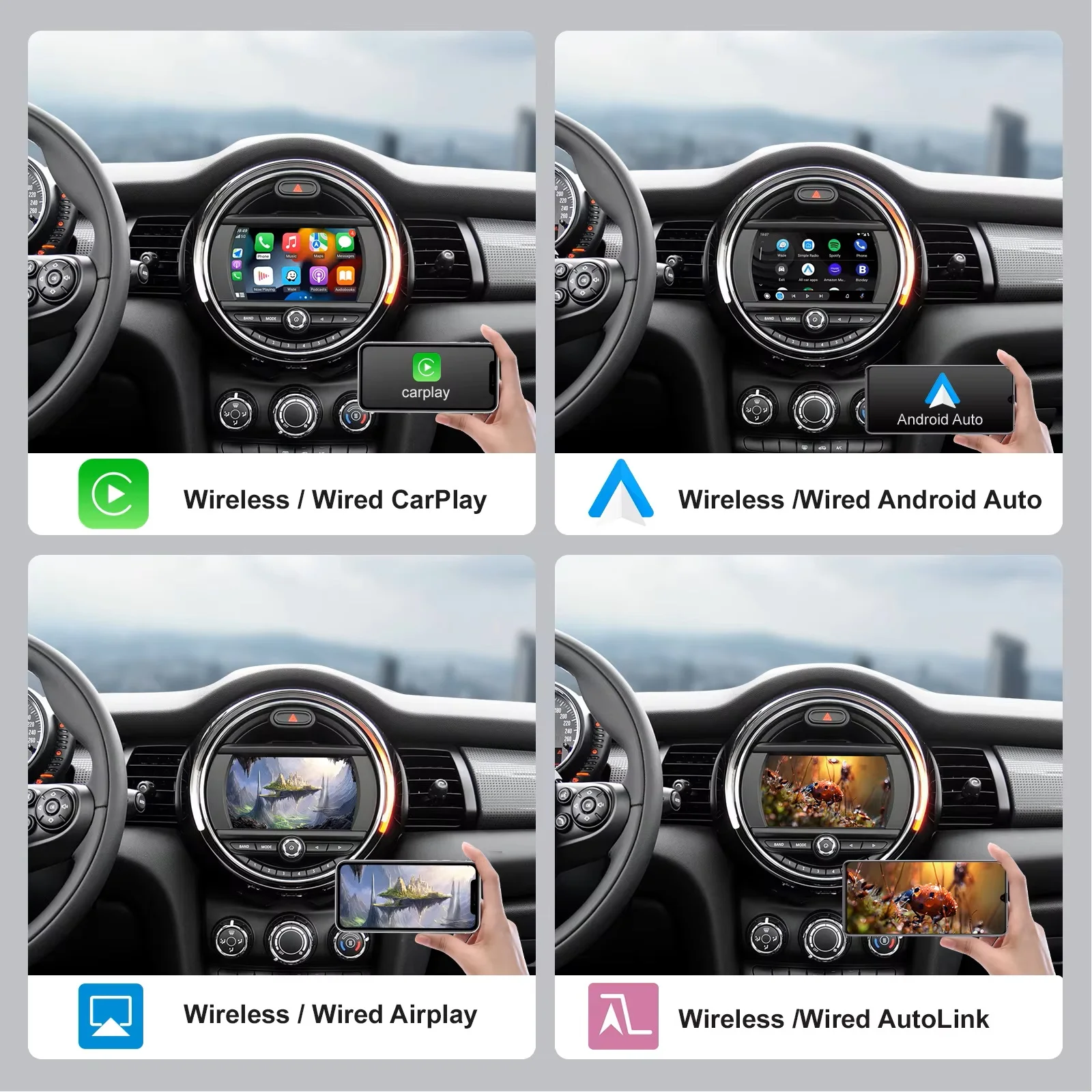 لاسلكي CarPlay أندرويد السيارات لسيارات BMW Mini R55 R56 R57 R58 R59 R60 R61 F54 F55 كلوبمان كونتري مان هاردتوب جون كوبر F56 F57 #2