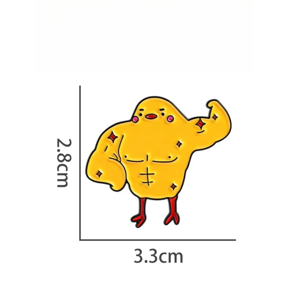 Contrastive Cute Muscle Chicken Brooch Bizarre Cartoon Masculine Style Badge Cute and Fun Personalized Accessories