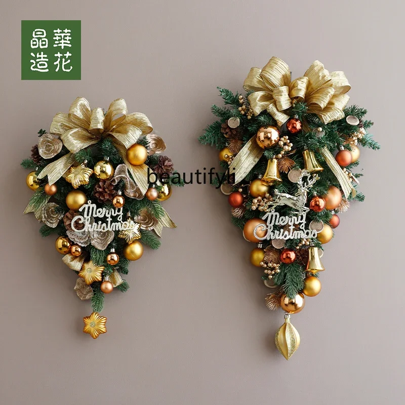 

Wall hanging Christmas water drop rattan upside down Christmas tree Wall hanging Christmas wreath rattan