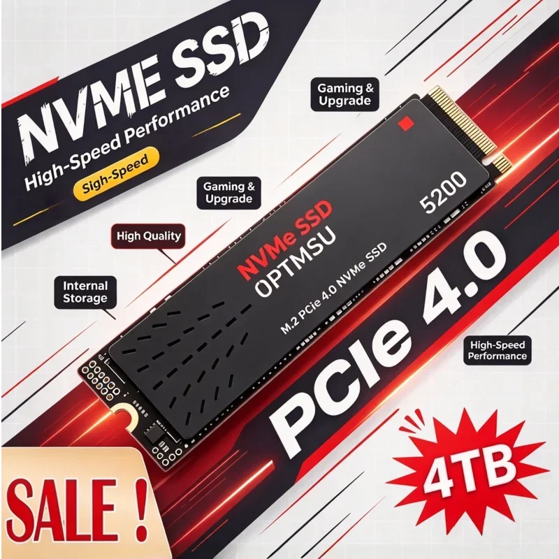5200 M.2 NVMe SSD PCIe 4.0 Internal Solid State Drive, 500GB 2TB 4TB M2 SSD Hard Disk for Laptop Desktop PC