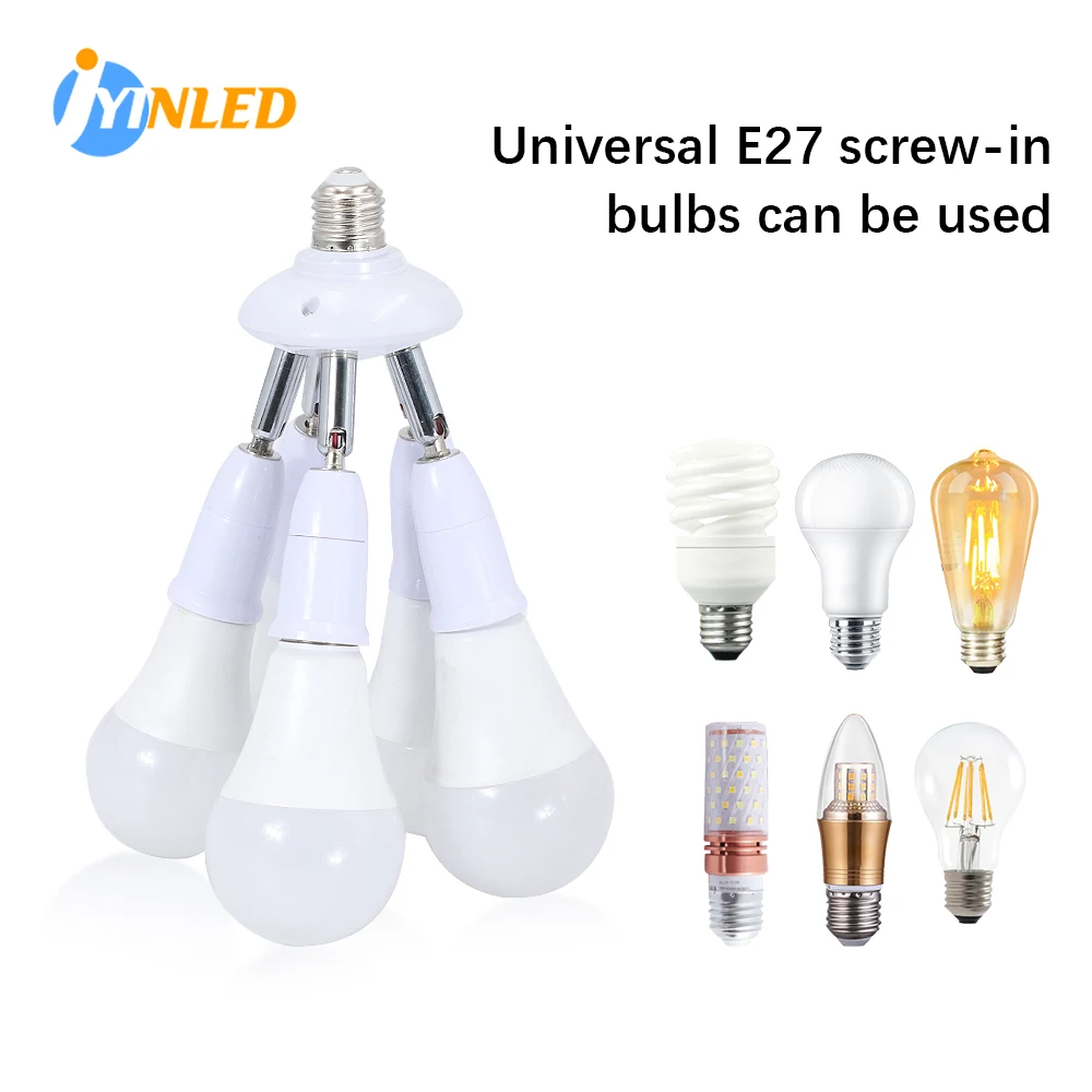 

LED Bulb Adapter Converter Lamp Holder Socket Splitter Lamp BaseE27 Splitter 3 Heads Adjustable E27 To E27 Base