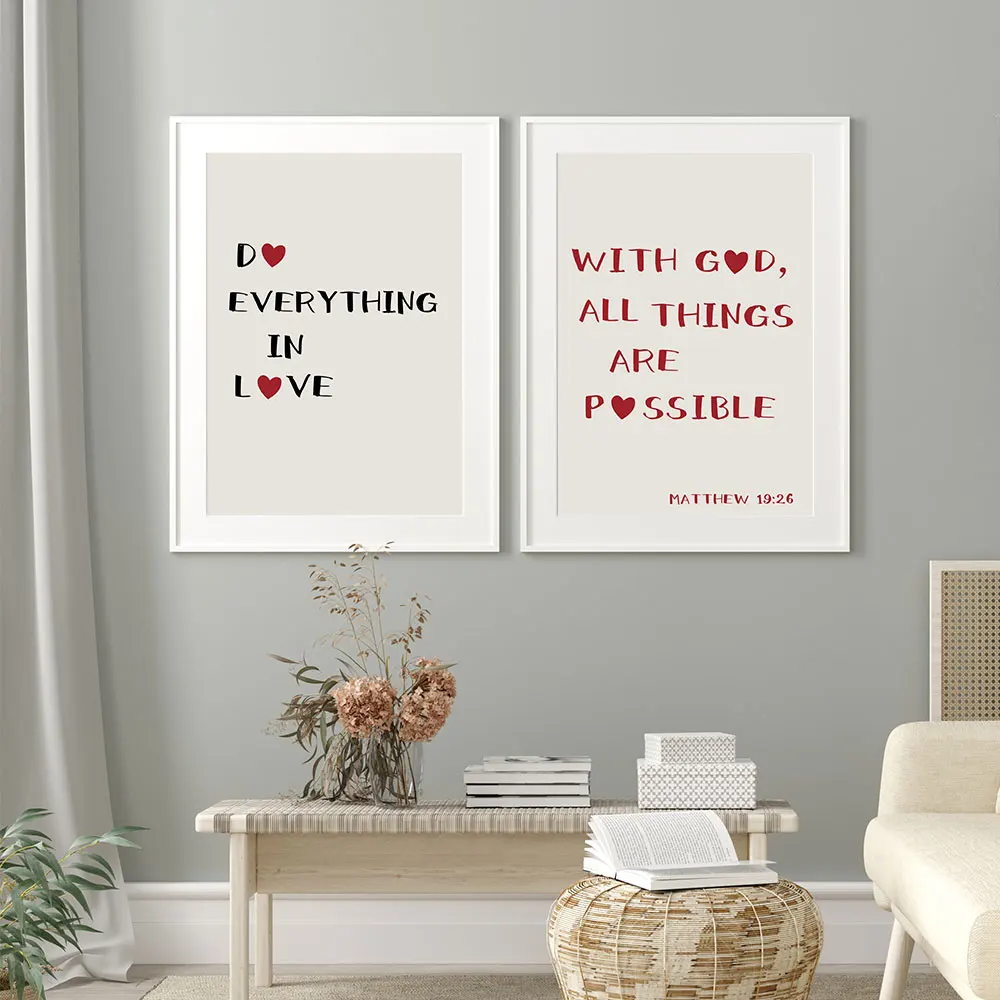 Do Everything In Love Wall arts Wish God All Thing Are Possible Art Posters Modern Wall Prints Living Room Decor No Frame