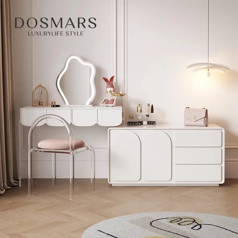 All Solid Wood Bedroom Dresser Storage Cabinet Nordic Modern Piano Paint Acrylic Dressing Table Integrated Chest Cabinet