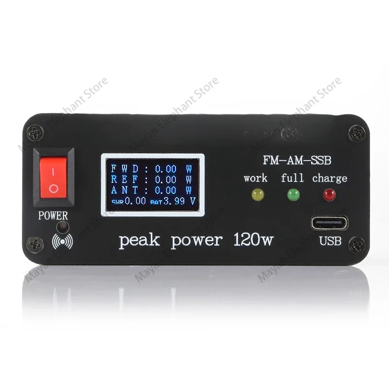 Latest 1.8MHz-50MHz 0.5W-120W SWR HF Short Wave Standing Wave Meter SWR and Power Meter + Battery + OLED FM AM CW SSB