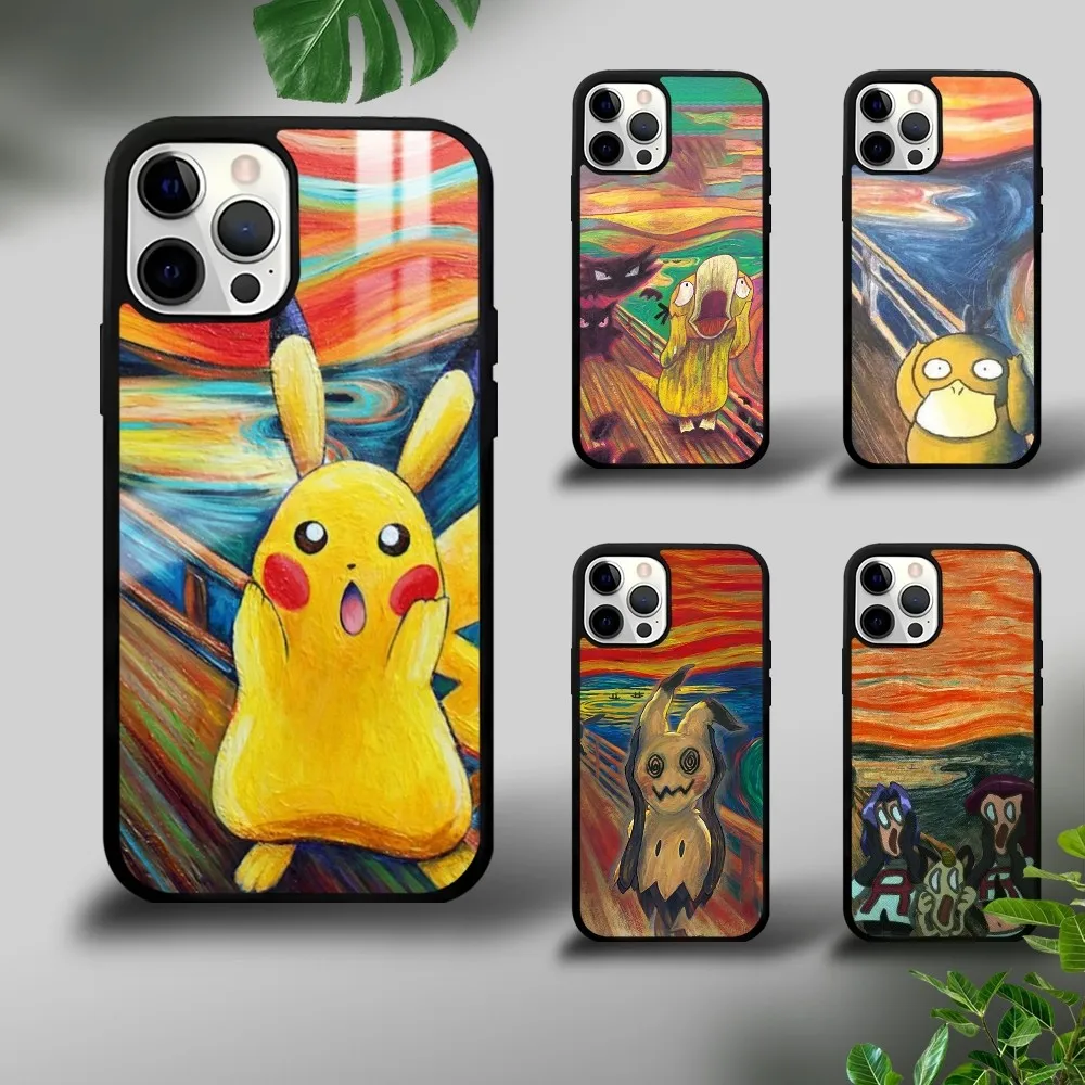 

Van Gogh Pikachu Phone Case For iPhone 16 15 14 13 12 11 Pro Xs Max Mini Plus Celulares Hard Funda