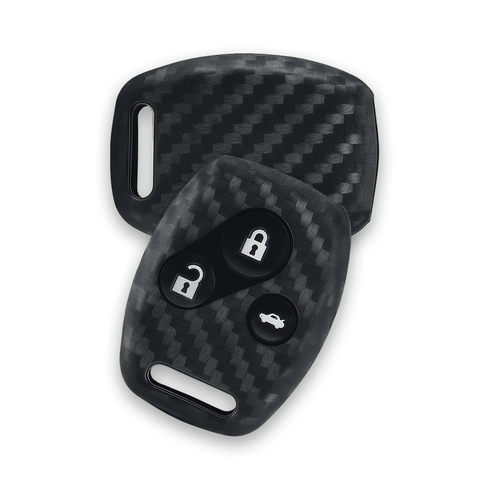 3 Buttons Carbon Fiber Silicone Car Key Case Cover For Honda Civic 2006-2011 2017 Accord CRV 2003 2007 Jazz HRV