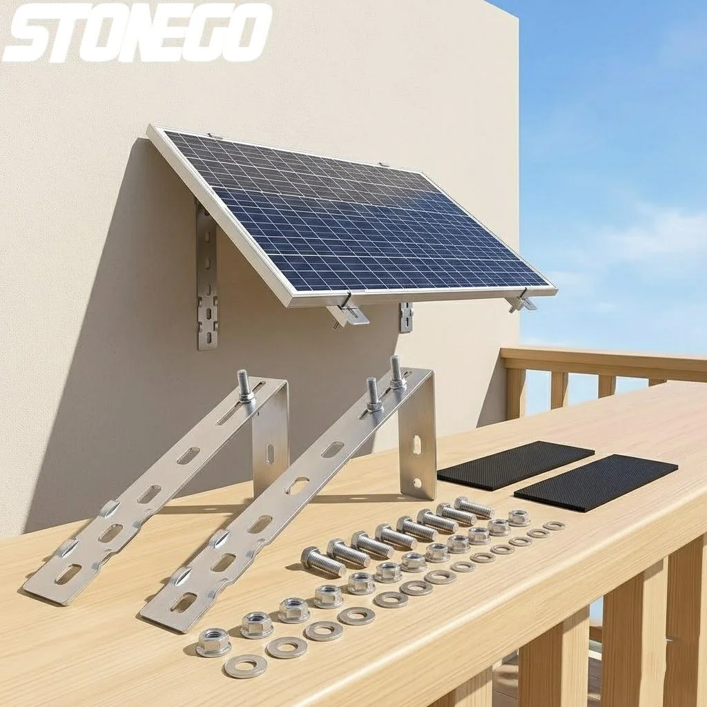 Zonnepaneelmontagehaken voor balkonbeugelsysteem, 2 stuks, verstelbare zonnepaneelhaken, duurzame beugelsteunen