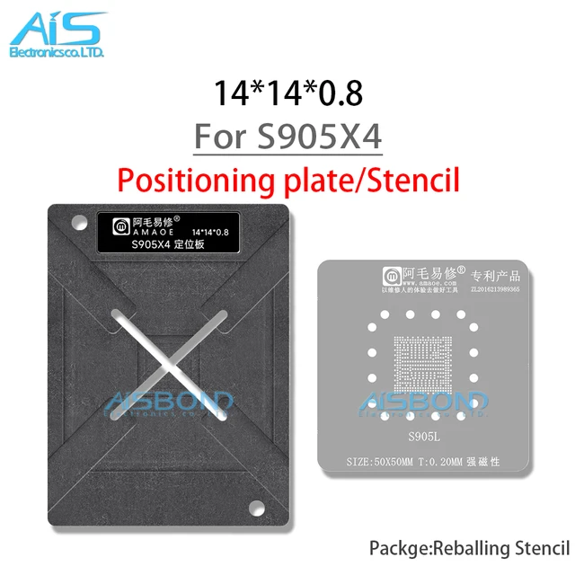 S905X4 S905L S905Z Szablon do reballingu BGA do tabletu LCD Dekoder IC główne sterowanie IC Płytka pozycjonująca Siatka cynowa roślin