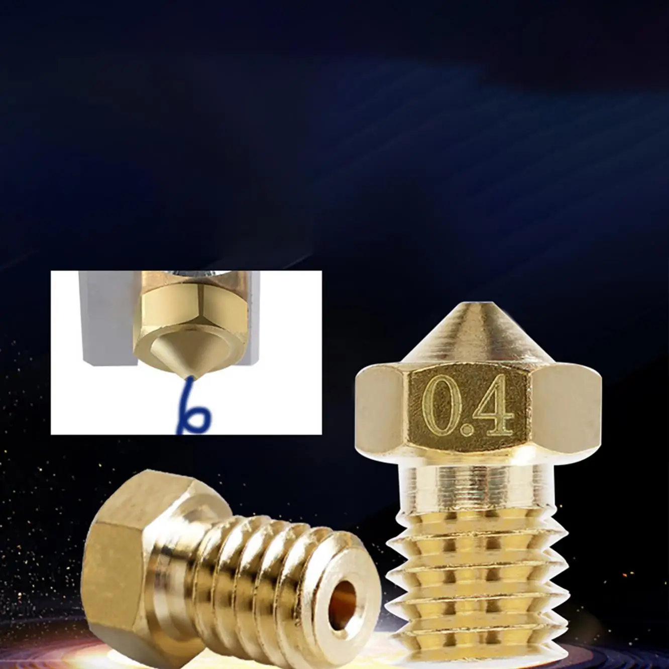 1 Piece M6 Thread Print Head 0.1mm-1.0mm Extruder Brass Nozzle Fit for E3D V5 V6 Hotend / 1.75mm Filament 3D Printer