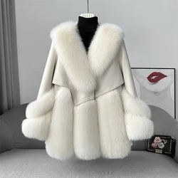 2024 Women Luxury Real Fox Fur Coat Jacket  Brand New Winter Natural Fox Fur Coats Parkas CT2152