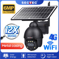 SECTEC 12X 8W ZOOM IP67 Solar Battery PTZ Solar CCTV Cameras Wifi Wireless Outdoor Surveillance 4G Solar Security Camera