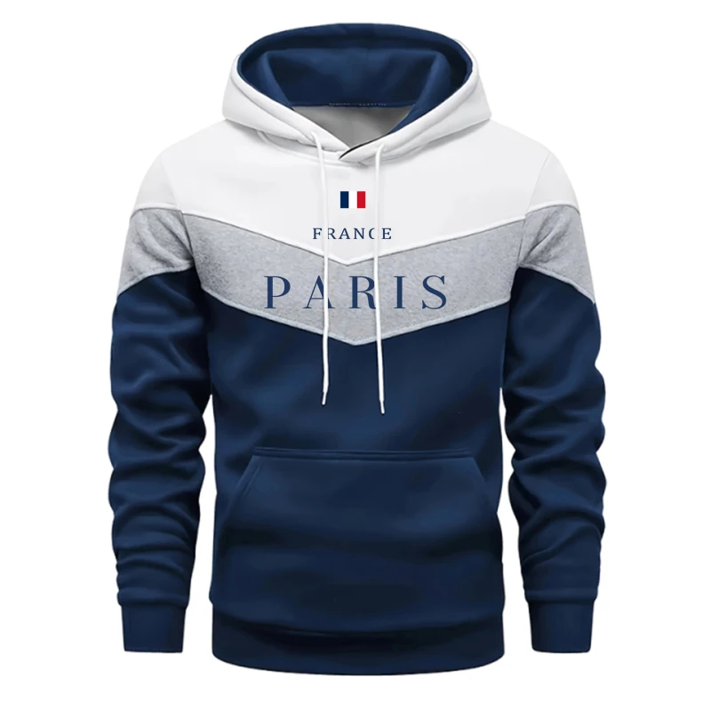 2025 New Arrival Mens Tricolor Stripe Hoodie Fashion Paris Printed Hooded Sweatshirts Male Autumn Winter Longsleeved Pullover