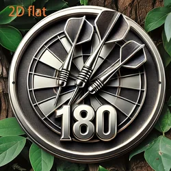 2D Flat, 180 Points Medal Plaque - Retro Metal Circular  Tin Plaque, Perfect for Living Room, Garage Decoration, Perfect Gift