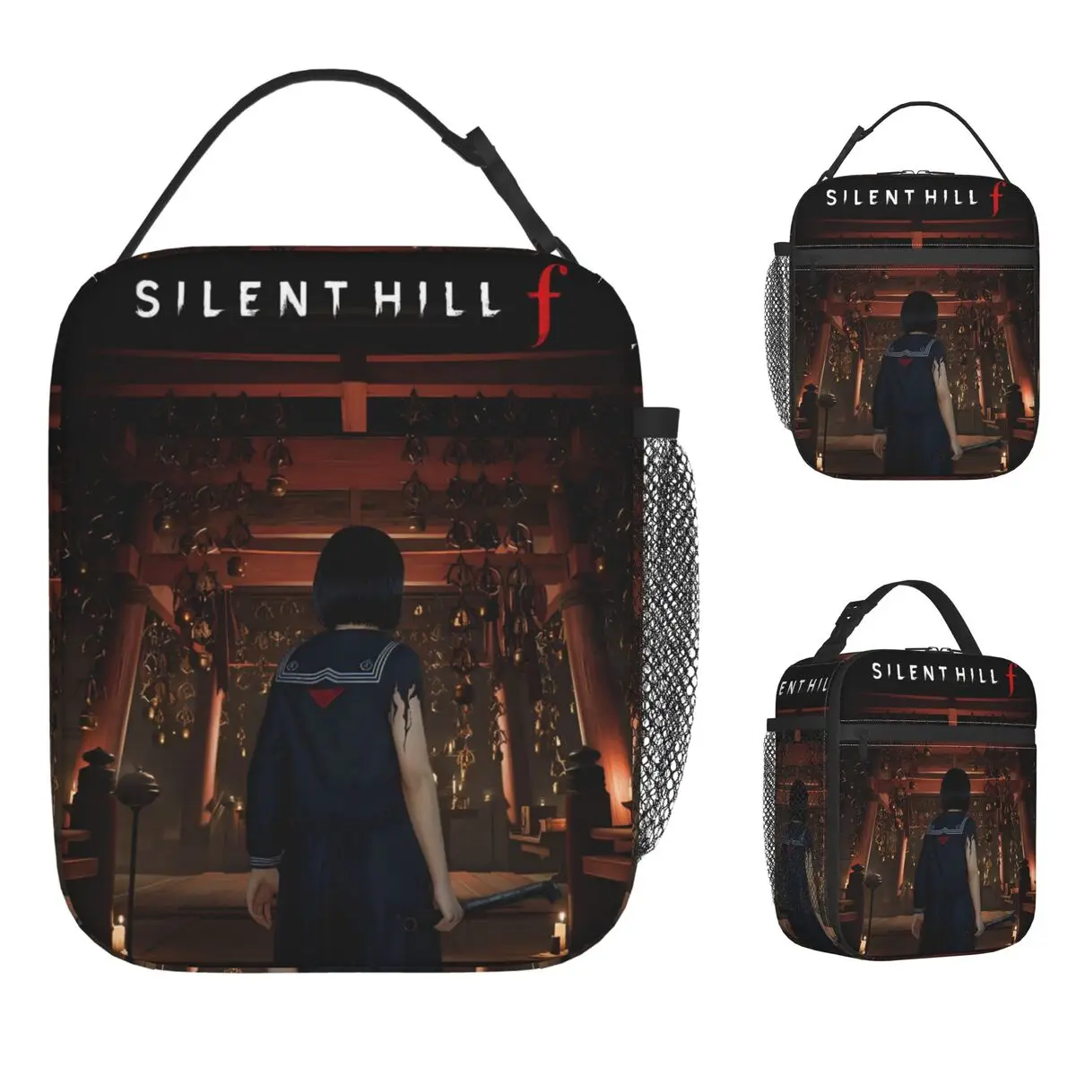 

Silent Hill F Horror Game Сумка для обеда для взрослых Дизайнерская коробка для завтрака Повседневная сумка-холодильник для пикника Портативная сумка-холодильник на молнии Оксфорд Сумки для еды