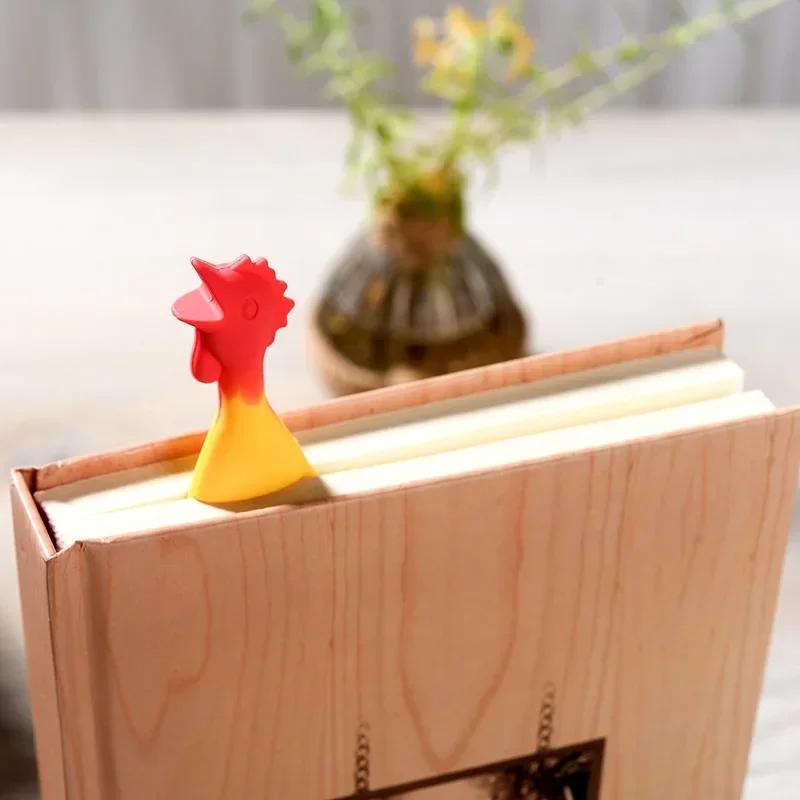 Imagem -02 - Squashed Rooster 3d Silicone Bookmark Fun Children Reading Book Index Marking Número da Página Ferramenta para Aluno Teacher Gift 1pc