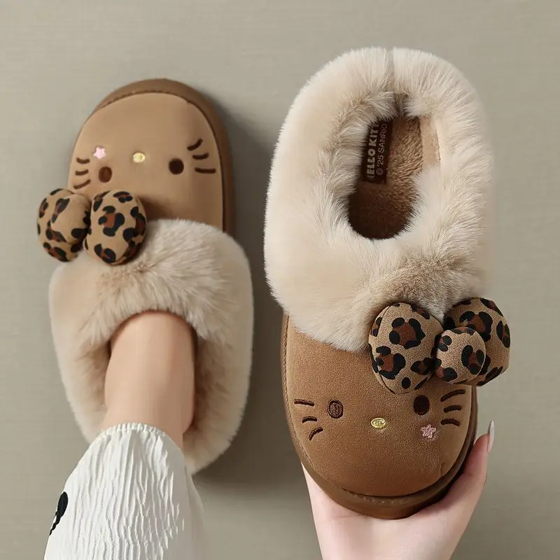 

Hello Kitty Slippers Anime Cute Women Plush Slippers Kawaii Y2K Autumn Winter Height Increase Cotton Shoes Home Shoe Girls Gift