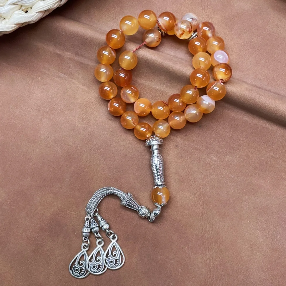 11pcs Islamic 33 Beads Glass Tasbih Arabic Prayer Misbaha Sebha Bracelet Hand Chain Muslim Rosary Jewelry for Men Women Gift