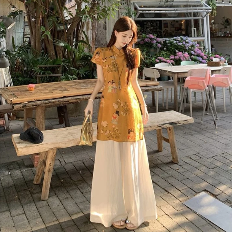 

Summer 2025 Ladies Trouser Groups of Korean Luxury Promotion Y2k Streetwear Cheap Full Chinese Style Women's Pants Two Piece Set