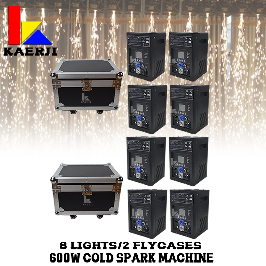 

8 шт. аппаратов 2 шт. Flycases сценический фотоэффект 600 Вт холодная искра черный/белый внутри и вне помещения Dmx Dj Бар Рождественская вечеринка Свадьба