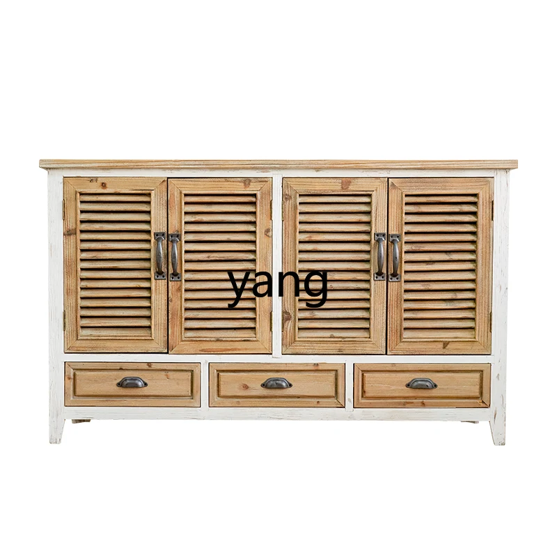 L'm'm Solid Wood Storage Cabinet Shutter Door Breathable Furniture Living Room Storage Cabinet