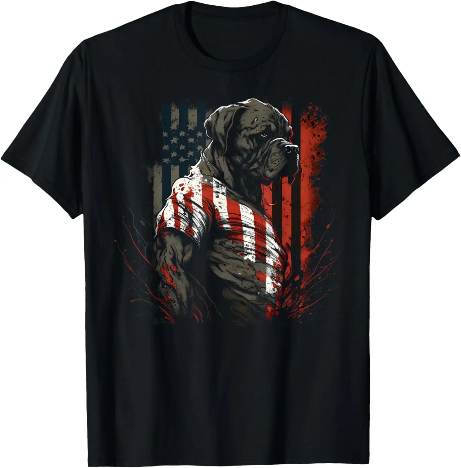 

4th of July Pitbull Dog USA Flag Patriotic Dog T-Shirt