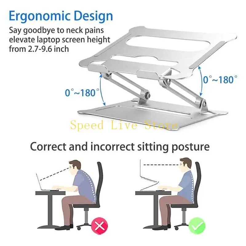 547C Set of 1 Laptop Stand Ergonomic Adjustable Notebook Riser for Desk Portable Rack