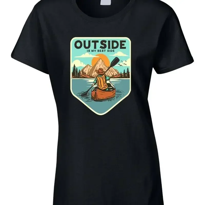 Kayak Women'S T Shirt Kayaking River Camping Canoe Canoeing Nature Adventure