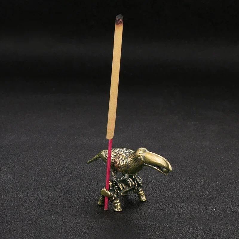 Retro Brass Toucan Incense Holder Mini Bird Figurine Chinese Tea Accessory  Incense Burner Table Decoration Craft