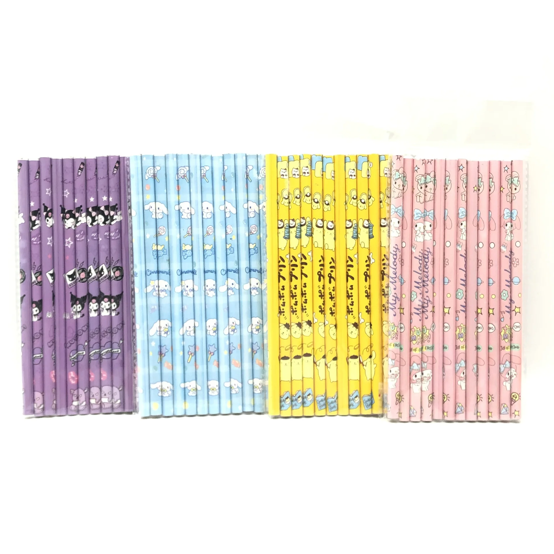 Cute 12Pcs Set Sanrio Pencils Pupil Students Stationery Anime My Melody Kuromi Cinnamoroll Practical School Supplies Kids Gifts