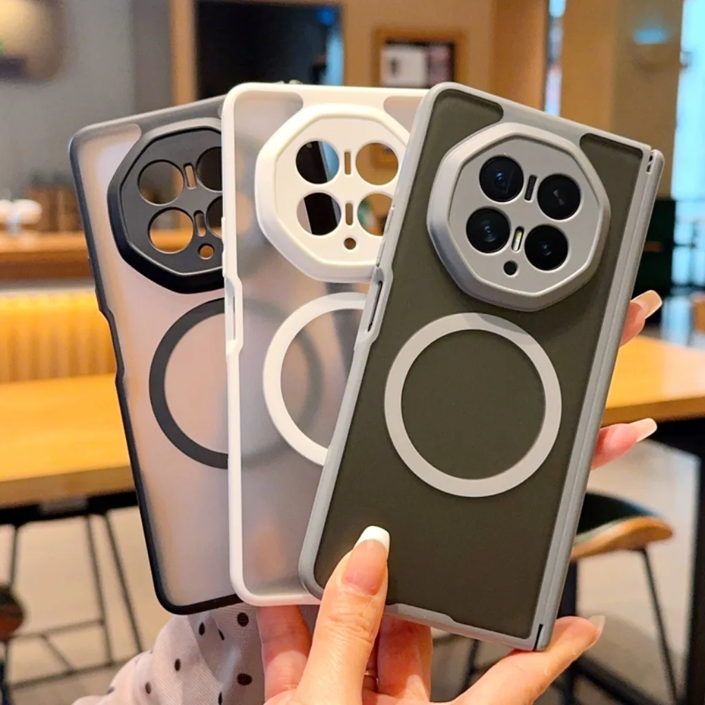 Translucent Magnetic Phone Case For Honor Magic Vs3 Vs2 V6 V5 V3 V2 Full Hinge Protection Wireless Charging Shockproof Cover