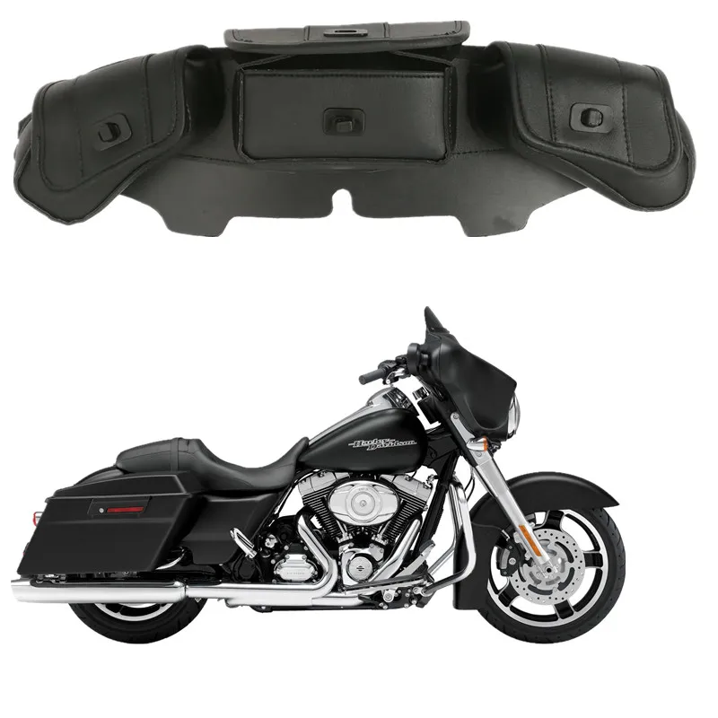 For Harley Touring Electra Street Glide 1996-2013 FLHTC FLHX FLHTCU Trike Motorcycle Windshield Bag Tri Pouch 3 Pocket