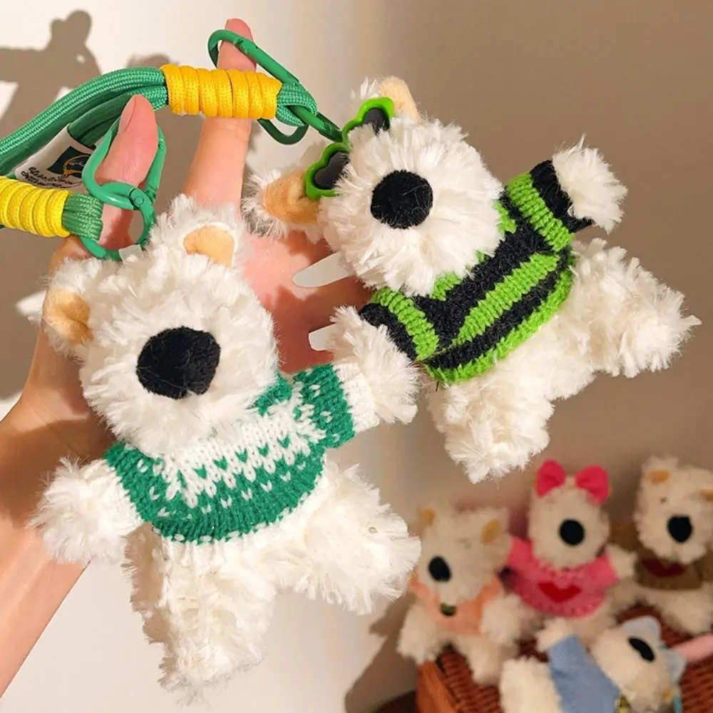 

Kawaii мультяшное животное, плюшевая собака, подвесной кулон, фаршированный анти-потерянный вид сзади, милый декор для зеркала, подвеска в виде сумки West Highland