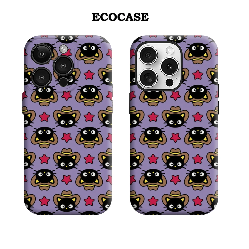 Casing HP IPhone17 Motif Kucing Hitam & Lebah Bergaya Barat yang Unik, Wajib Dimiliki untuk IPhone 17 16 15 14 13 Pro Max Plus, Penutup Belakang Berlapis Ganda