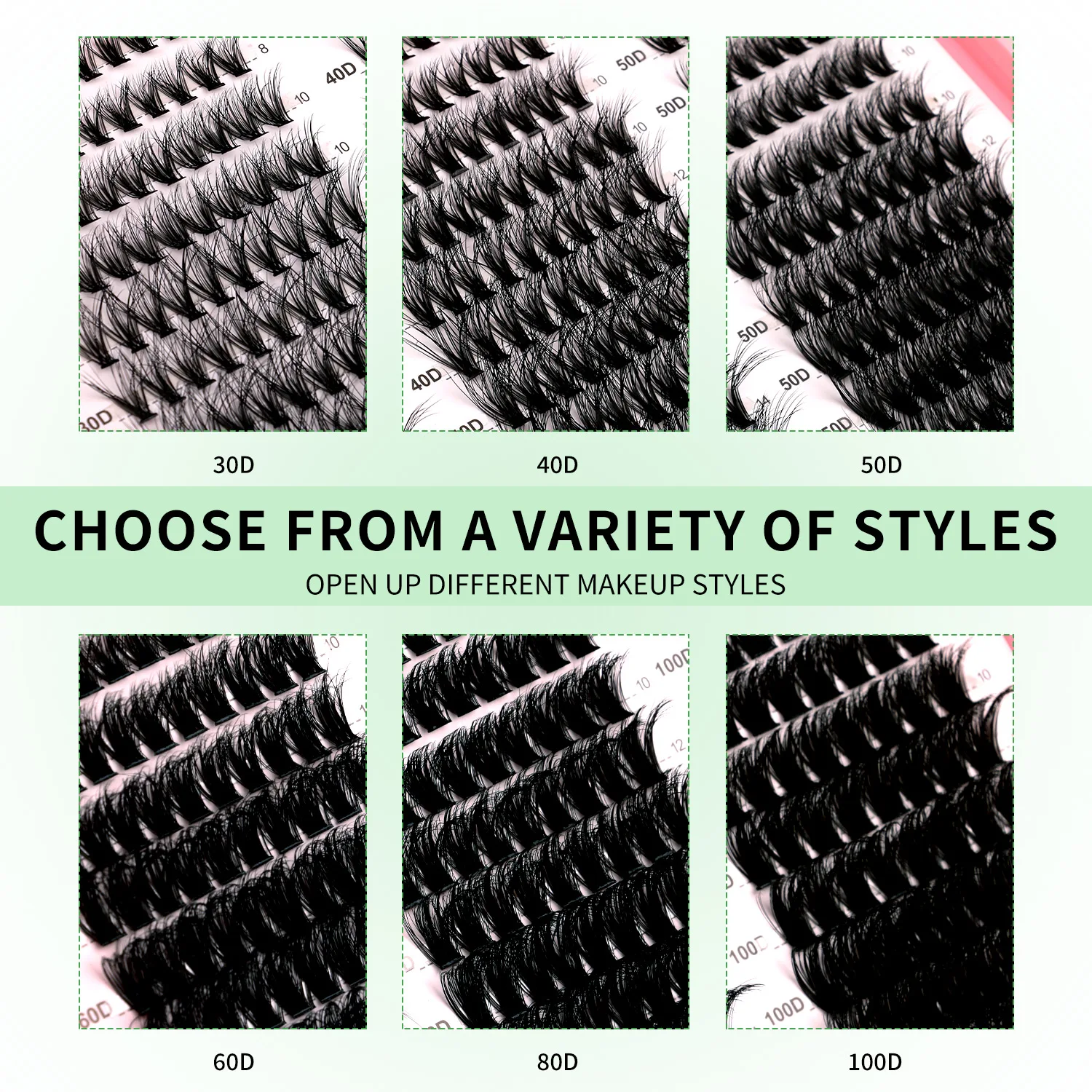 Zestaw do samodzielnego przedłużania rzęs GROINNEYA, mieszana tacka, pełny zestaw rzęs pojedynczych z klejem i uszczelką oraz pęsetą.