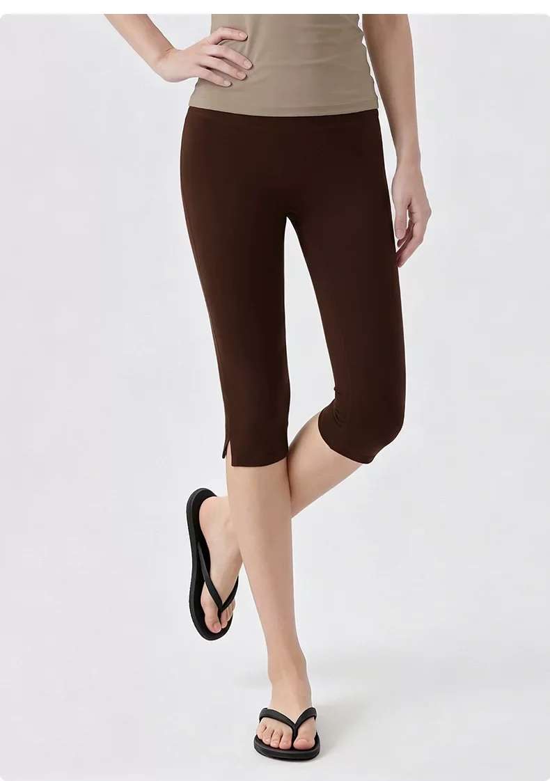 Damen Capri-Trainingsleggings mit hoher Taille, ultraweiche, atmungsaktive, elastische Fitnesshose für Yoga, Pilates, Laufen und Fitnessstudio – Detail 9