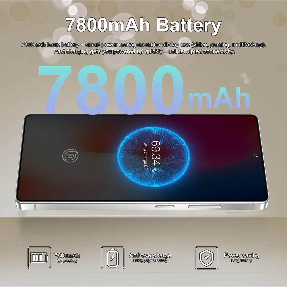 K-Touch 5G Smartphone für S26 Ultra, 7,3-Zoll-Vollanzeige, Handy mit 7800-mAh-Akku, 48-MP-Kamera, 22 GB + 2 TB Speicher, Gesichtserkennung, entsperrt, 5G, Dual-SIM, Android 15, Mobiltelefone mit FM-Radio und GPS. – Detail 13