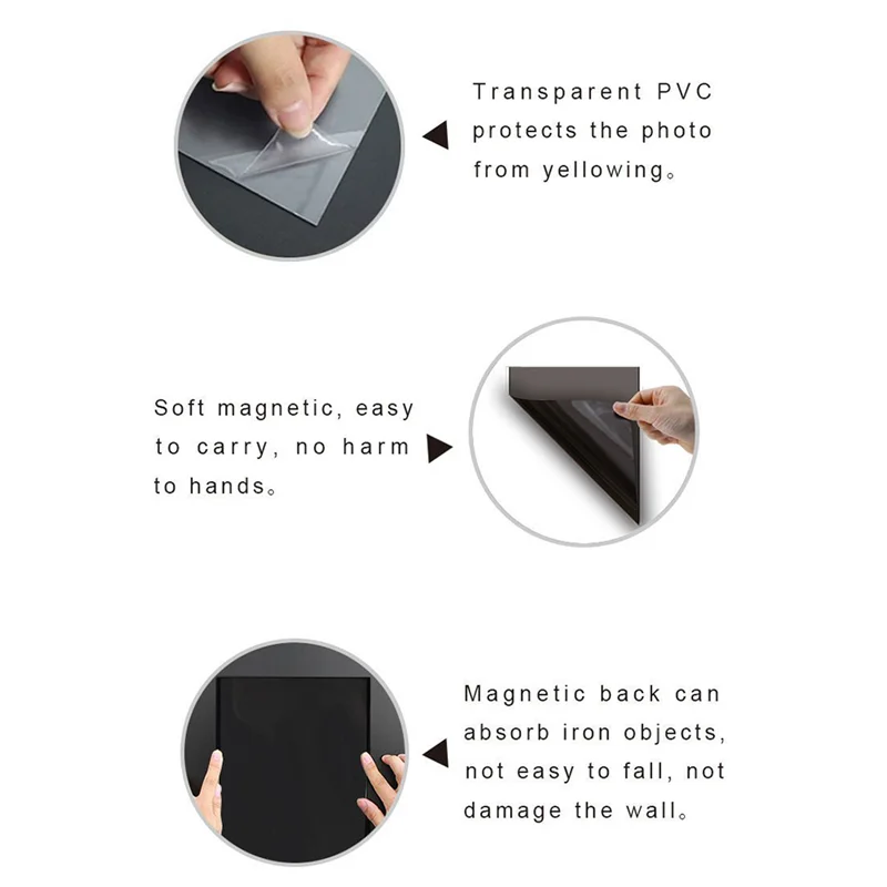 Bilderrahmen, 12er-Pack magnetischer Bilderrahmen für den Kühlschrank, 15,2 x 10,2 cm, magnetischer Bilderrahmen für Kinder, Familie, Fotomagnete, schwarz, langlebig