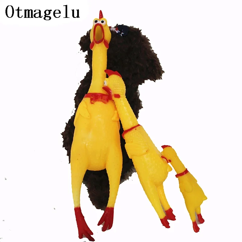 

Funny Cute Cartoon Rubber Screaming Chicken Big / Puppy Interactive Chewing Dog Toy Cleaning Teeth Sm ll Pet Squeaker Toys Plush