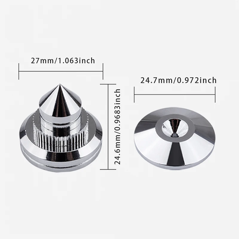 4 PCS 30*27mm speakers Stand Feet Foot Pad Pure copper silver loudspeaker box Spikes Cone Floor Foot Nail M28*26