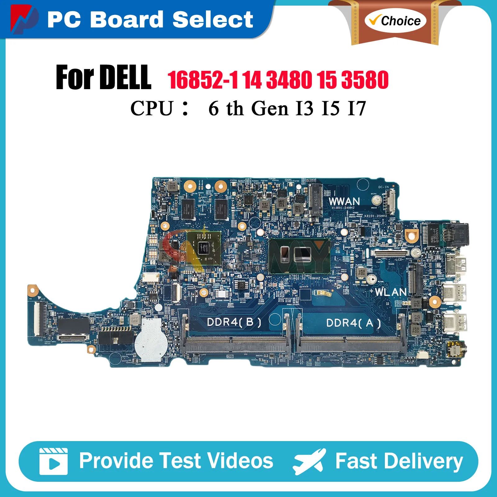 

Материнская плата для ноутбука DELL Latitude 3480 3580 16852-1 с процессором i3 i5 i7 CN-02V63C 004JRR 0TD9WG, 100% полностью протестирована